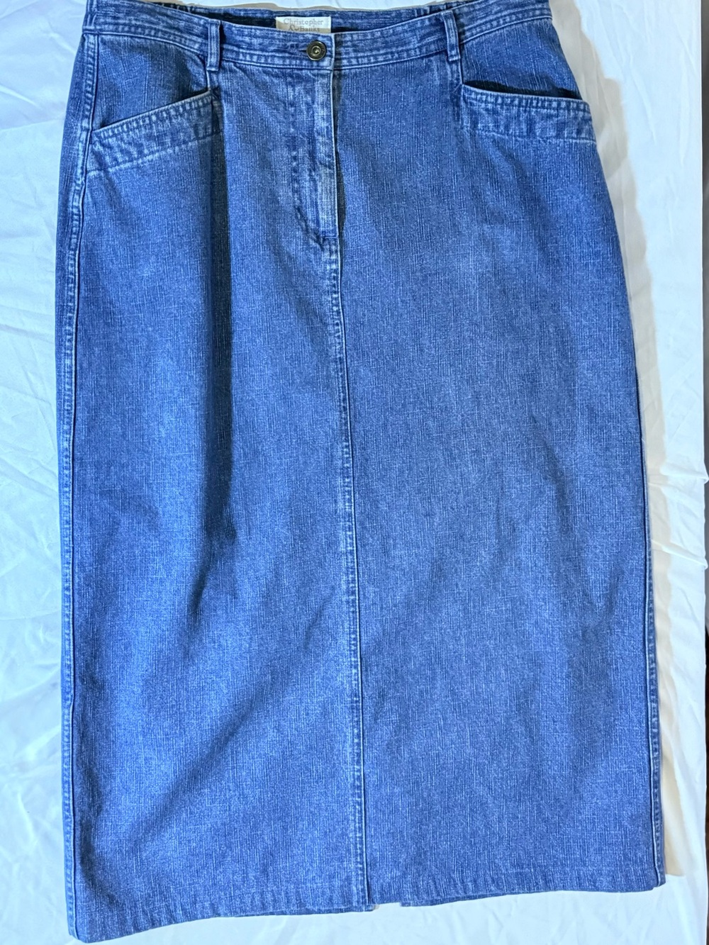 Christopher & Banks Y2K Blue Denim Classic Midi Skirt Size 12 (OO27)
